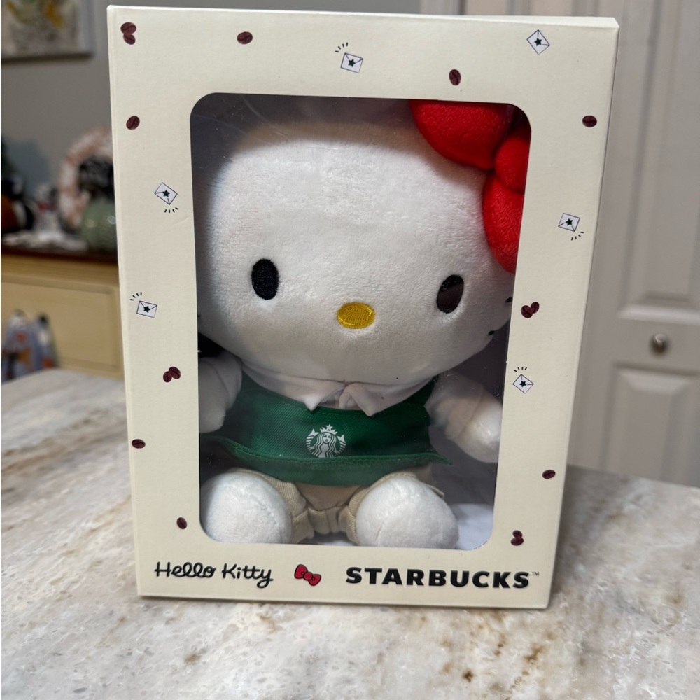 Starbucks Hello Kitty Plush with Red Bow and Green Apron